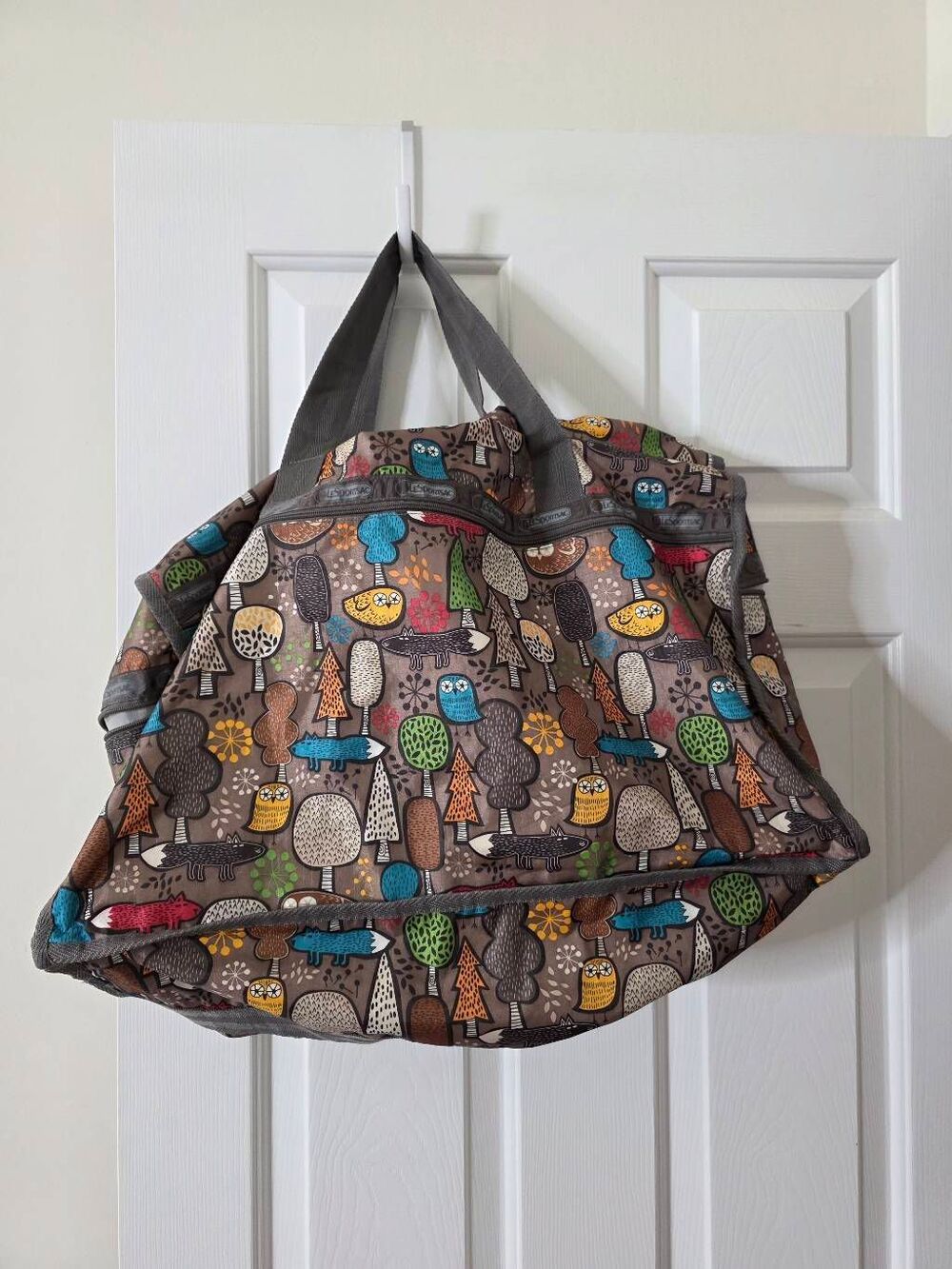 LeSportsac Large Weekender Woodland Fox Owl Trees Travel Duffel Bag